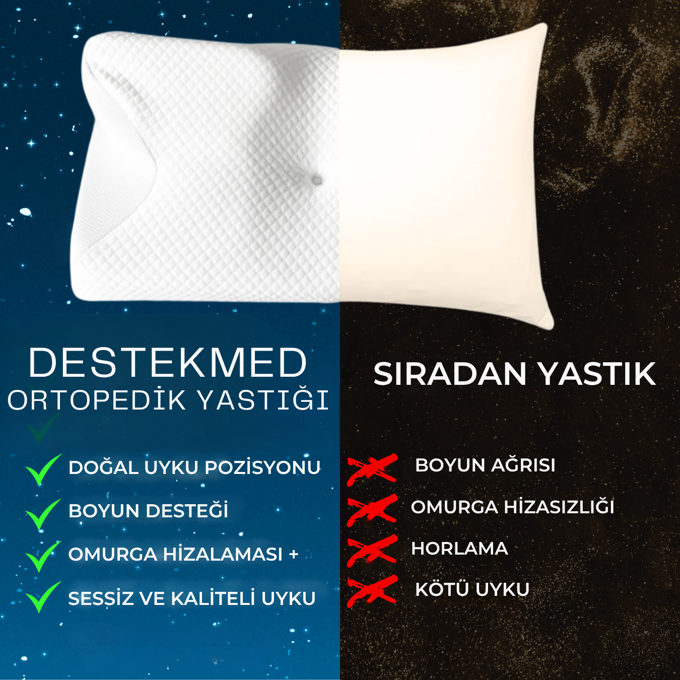 DESTEKMED Ortopedik Visco Uyku Yastığı